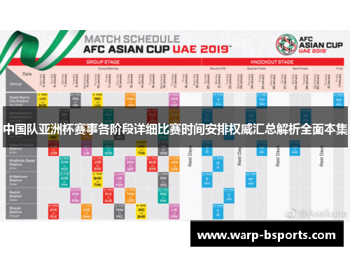 中国队亚洲杯赛事各阶段详细比赛时间安排权威汇总解析全面本集