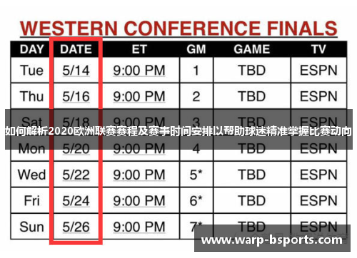 如何解析2020欧洲联赛赛程及赛事时间安排以帮助球迷精准掌握比赛动向